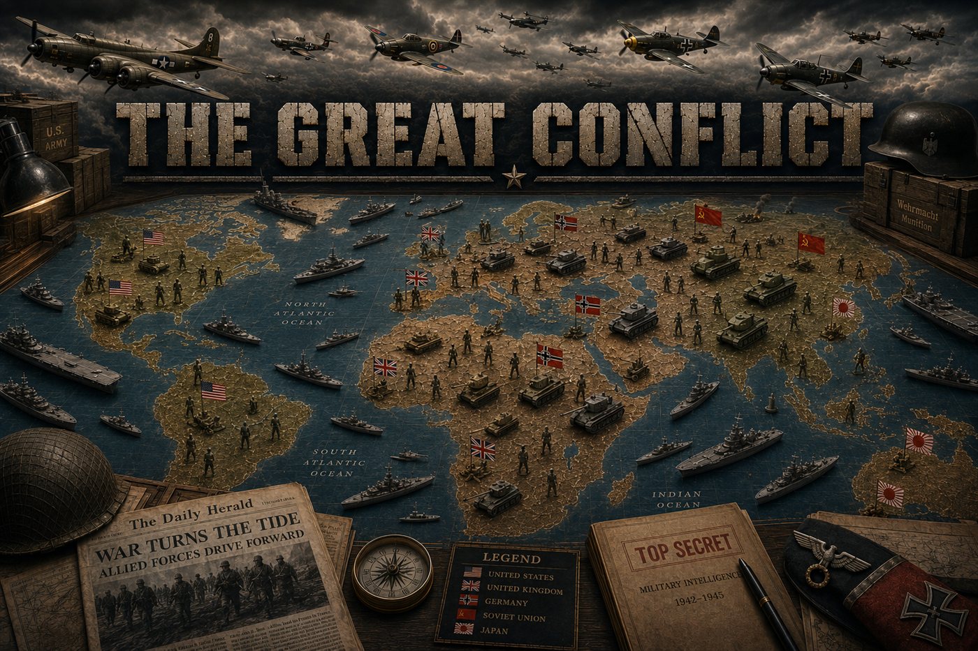 The Great Conflict — WW2 grand-strategy world map